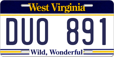 WV license plate DUO891