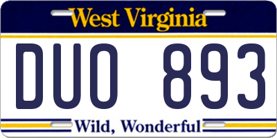 WV license plate DUO893