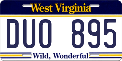 WV license plate DUO895