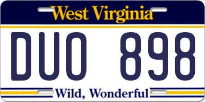 WV license plate DUO898