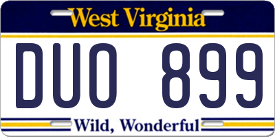 WV license plate DUO899