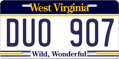 WV license plate DUO907
