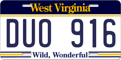 WV license plate DUO916