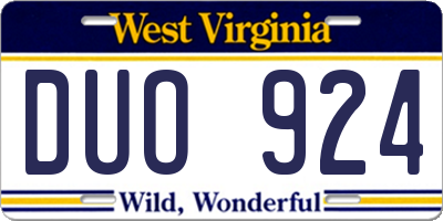 WV license plate DUO924