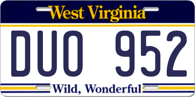 WV license plate DUO952