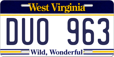 WV license plate DUO963