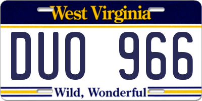 WV license plate DUO966