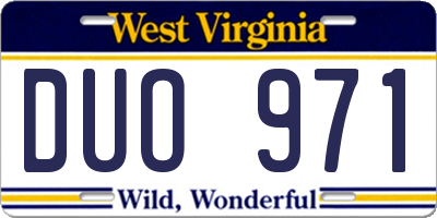 WV license plate DUO971