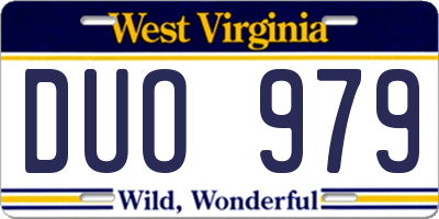WV license plate DUO979