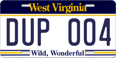 WV license plate DUP004