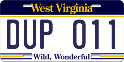 WV license plate DUP011