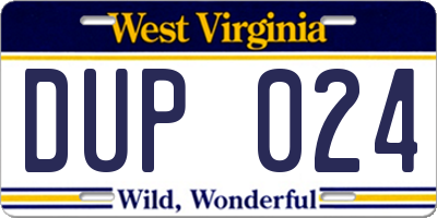 WV license plate DUP024