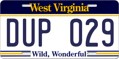 WV license plate DUP029