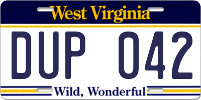 WV license plate DUP042