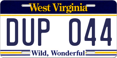 WV license plate DUP044