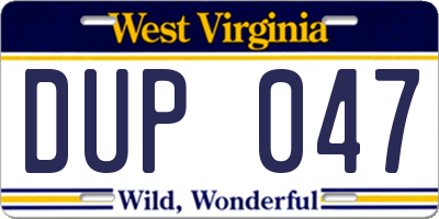 WV license plate DUP047