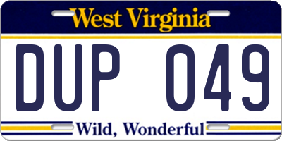 WV license plate DUP049