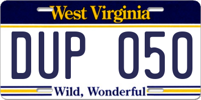 WV license plate DUP050