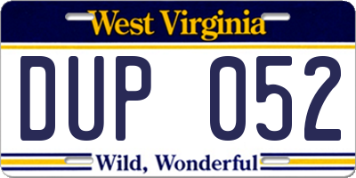 WV license plate DUP052