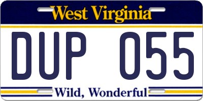WV license plate DUP055