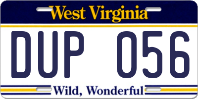 WV license plate DUP056