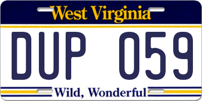 WV license plate DUP059