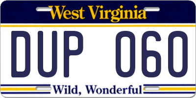 WV license plate DUP060