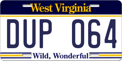 WV license plate DUP064