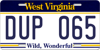 WV license plate DUP065