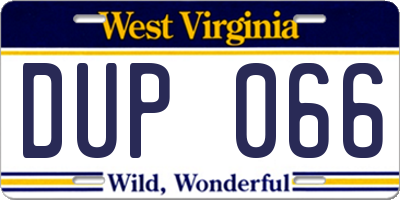 WV license plate DUP066