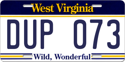 WV license plate DUP073