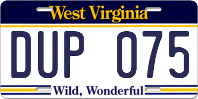 WV license plate DUP075