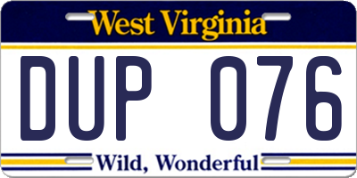 WV license plate DUP076