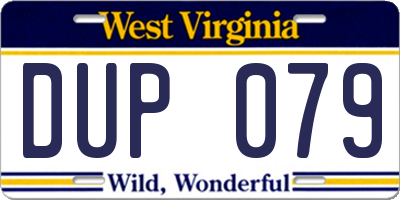 WV license plate DUP079