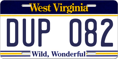 WV license plate DUP082