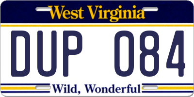 WV license plate DUP084