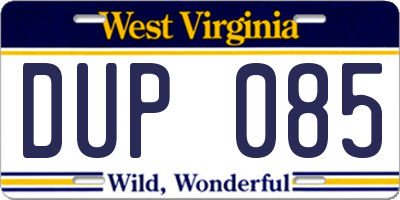 WV license plate DUP085