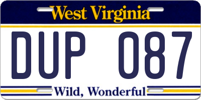 WV license plate DUP087