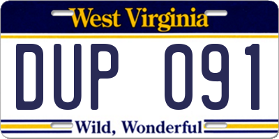 WV license plate DUP091
