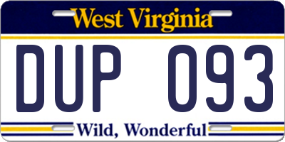 WV license plate DUP093