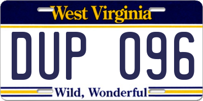 WV license plate DUP096