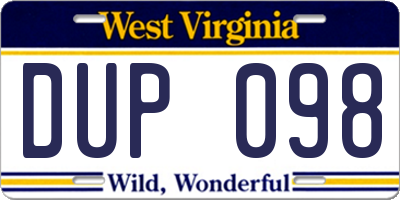 WV license plate DUP098