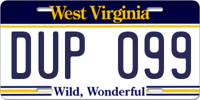 WV license plate DUP099