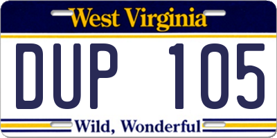 WV license plate DUP105