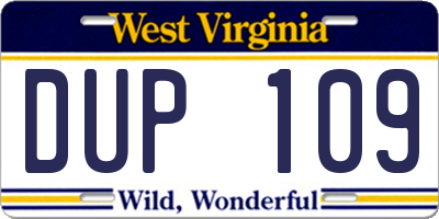 WV license plate DUP109