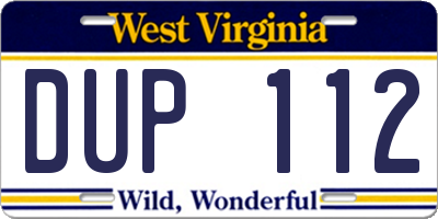 WV license plate DUP112