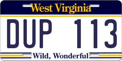 WV license plate DUP113