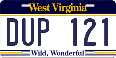 WV license plate DUP121