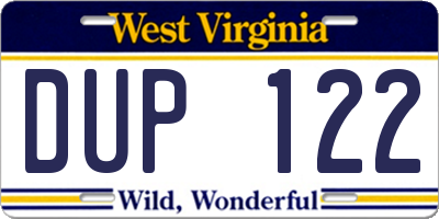 WV license plate DUP122