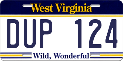 WV license plate DUP124